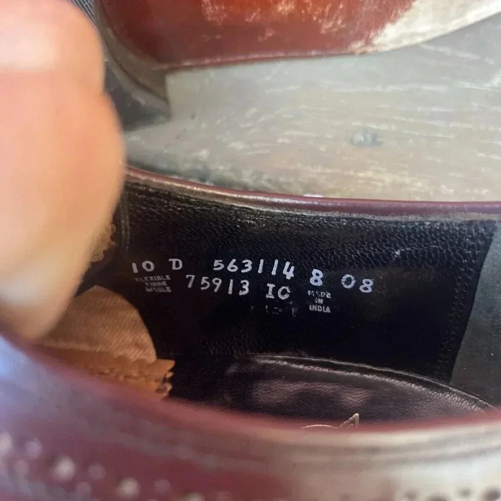 VTG FLORSHEIM The Worthmore Shoe Men's Burgundy Wing Tips Size 10 D India